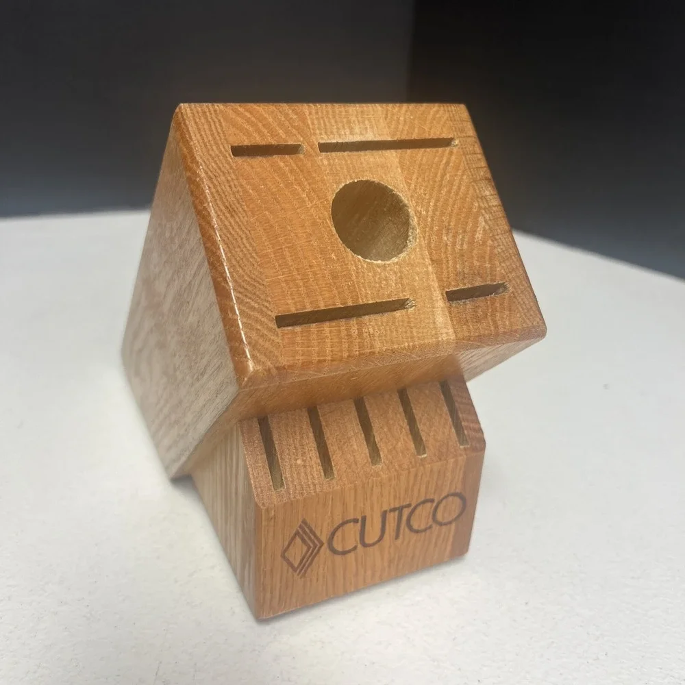 Cutco Cutlery 10 Slot Honey Oak Knife Block Holder Made In The USA